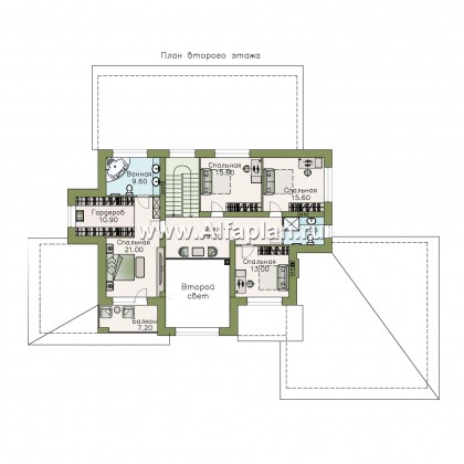Проекты домов Альфаплан - «Арно» - классический особняк с большим гаражом и бассейном - превью плана проекта №2