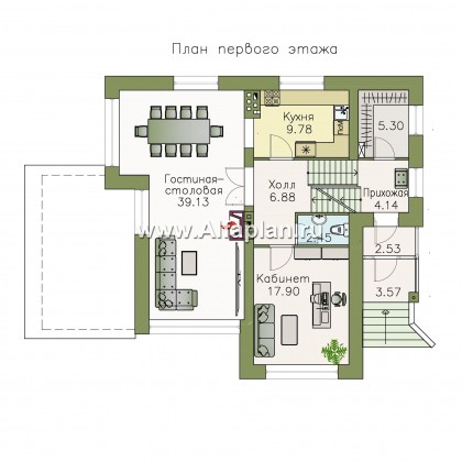 Проекты домов Альфаплан - Проект трехэтажного дома из газобетона «Аура», с гаражом на 2 авто в цоколе, с сауной, в современном стиле - превью плана проекта №2