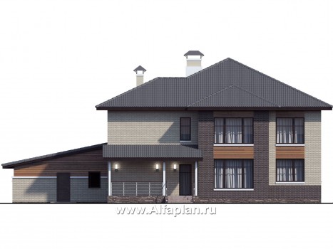 Проекты домов Альфаплан - «Киприда» — просторный коттедж с большим гаражом - превью фасада №4