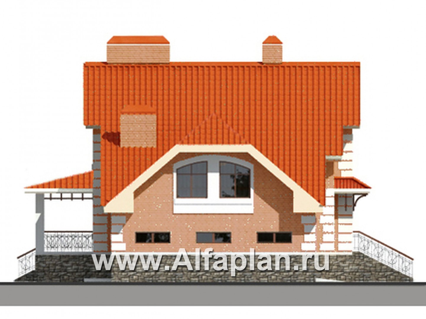 Проекты домов Альфаплан - Коттедж с большим гаражом и террасой - изображение фасада №2