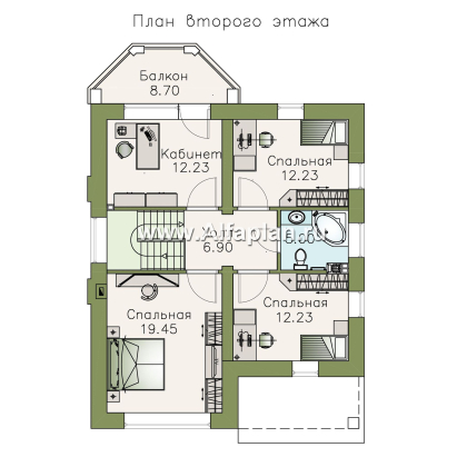«Стелла» - проект дома с мансардой, в современном стиле - превью план дома