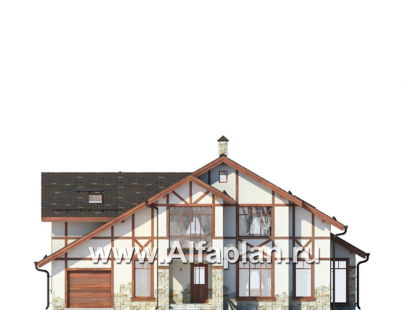 Проекты домов Альфаплан - Альпийское шале - изображение фасада №1