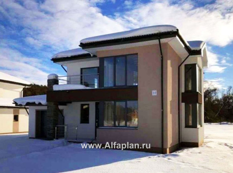 Проекты домов Альфаплан - «Лотос» - компактный современный двухэтажный дом с гаражом - превью дополнительного изображения №3