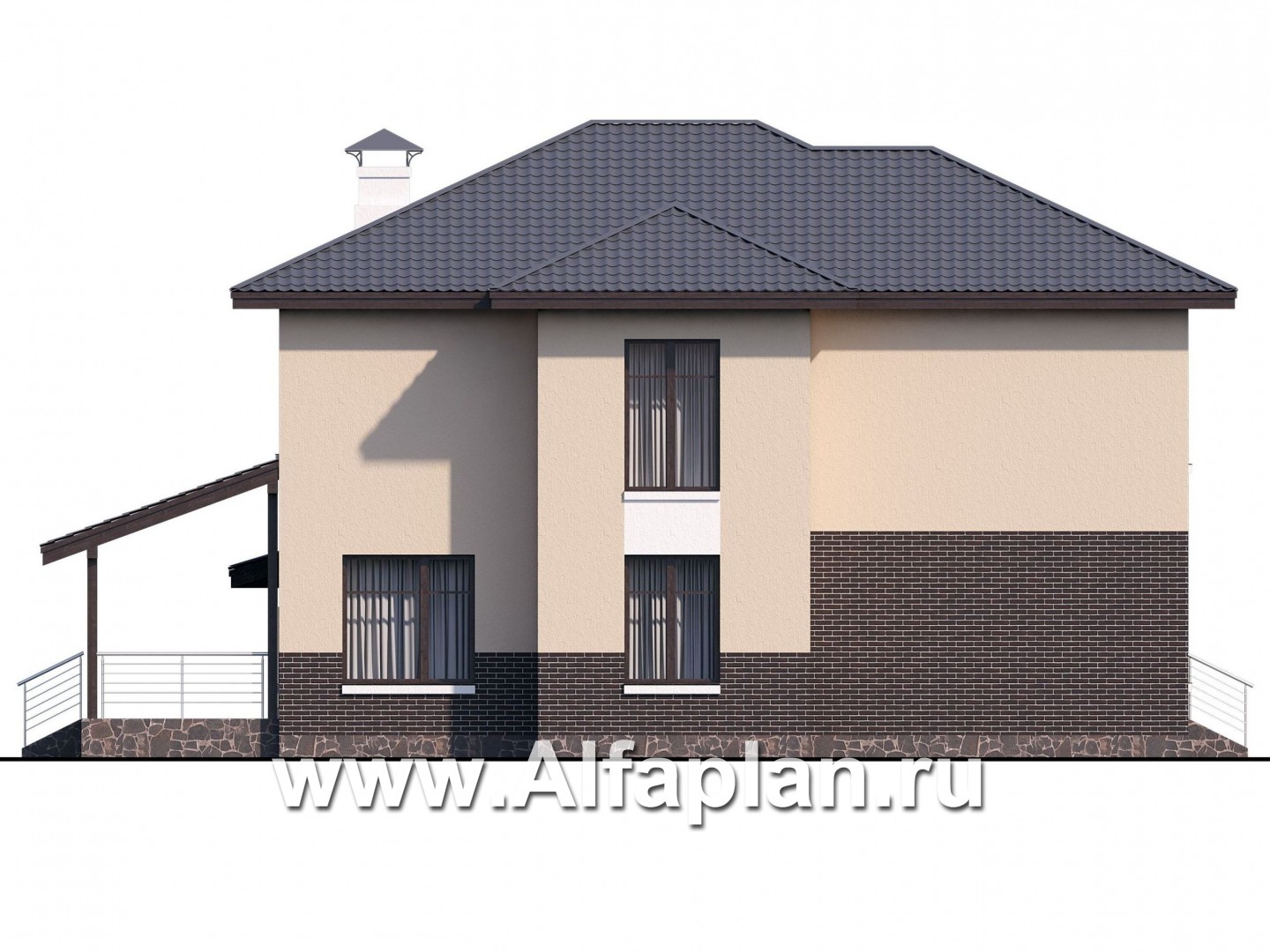 Проекты домов Альфаплан - «Ирида» - стильный современный дом с гаражом - изображение фасада №3