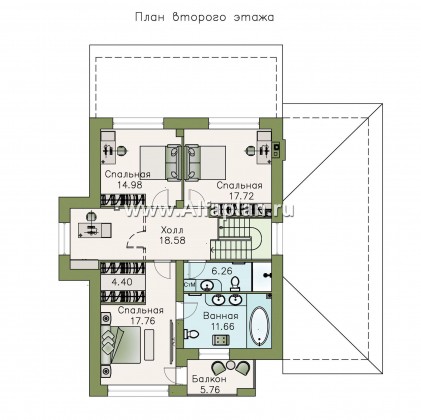 Проекты домов Альфаплан - «Ирида» - стильный современный дом с гаражом - превью плана проекта №2