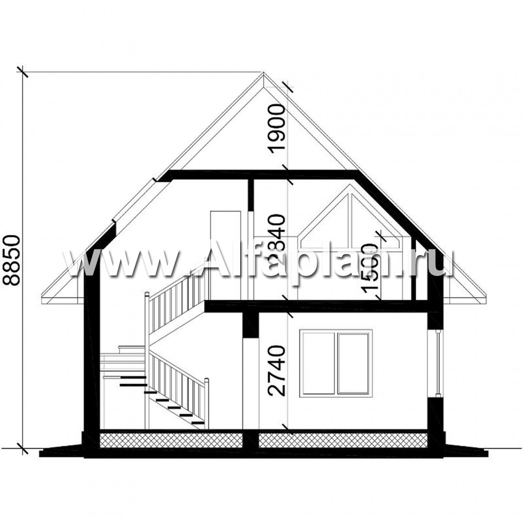 Проект дома с мансардой, планировка 3 спальни, для маленького участка - план дома