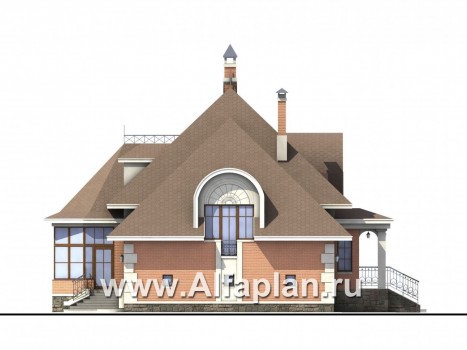 «Эвита» - проект дома с мансардой, с эркером и с террасой, с гаражом, в стиле эклектика - превью фасада дома
