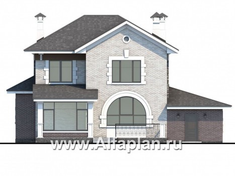 Проекты домов Альфаплан - «Равновесие» - изящный коттедж с террасами и гаражом - превью фасада №4