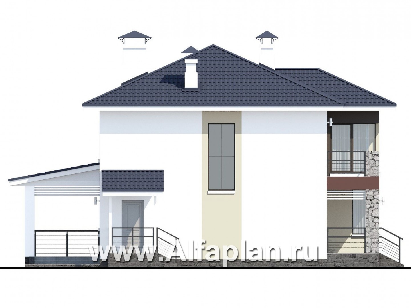 Проекты домов Альфаплан - «Лотос» - компактный современный двухэтажный дом - изображение фасада №3