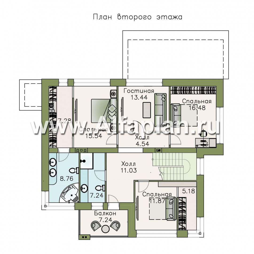 Проекты домов Альфаплан - «Прайд» - современный коттедж с остекленной верандой - план проекта №3