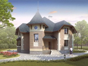 Превью проекта ««Баттерфляй» - планировка дома по диагонали, в стиле замка»