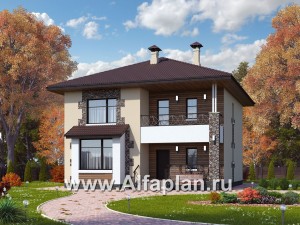 Превью проекта ««Вереск» - проект двухэтажного дома, с эркером и с балконом, планировка дома 4 спальни площадью 19,5м2 каждая»