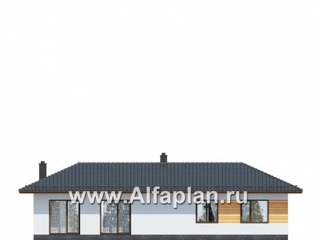 Проекты домов Альфаплан - Одноэтажный загородный дом - превью фасада №3