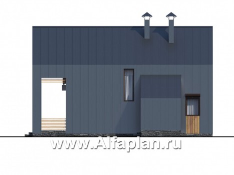 «Сигма» - проект двухэтажного каркасного дома в стиле барн, с террасой - превью фасада дома