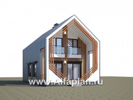 «Сигма» - проект двухэтажного каркасного дома в стиле барн, с террасой - превью дополнительного изображения №1