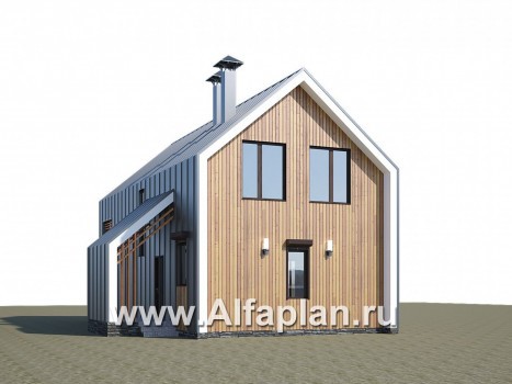 «Сигма» - проект двухэтажного каркасного дома в стиле барн, с террасой - превью дополнительного изображения №2