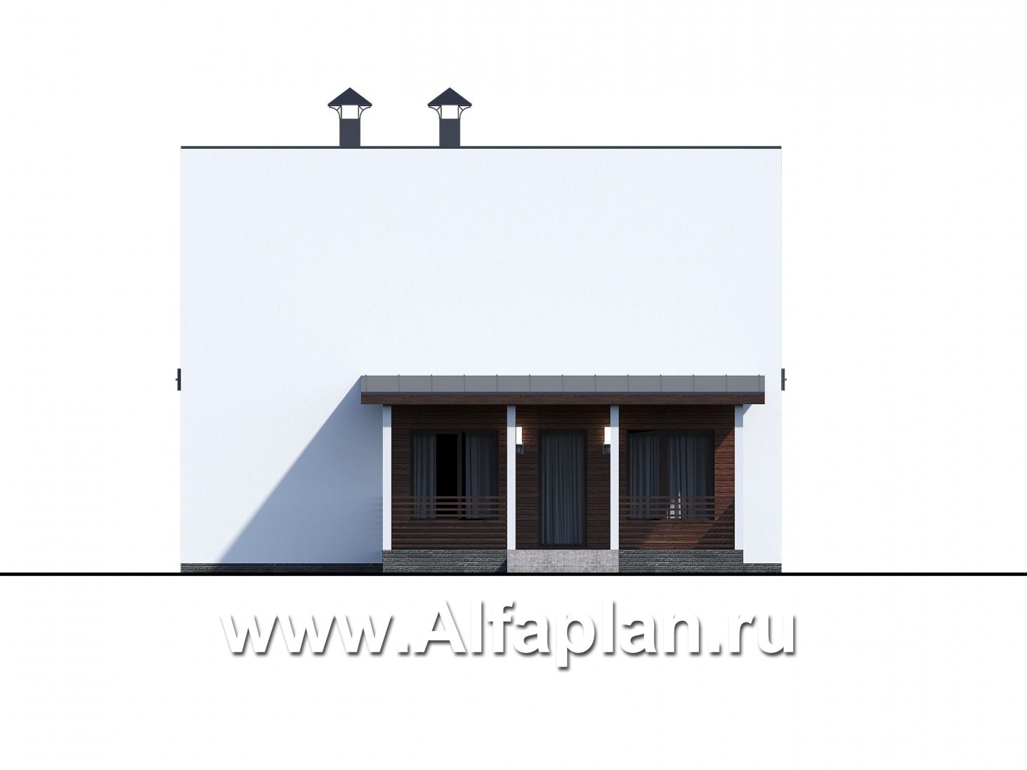 Проекты домов Альфаплан - «Сигма» - футуристичный дом в два этажа - изображение фасада №3