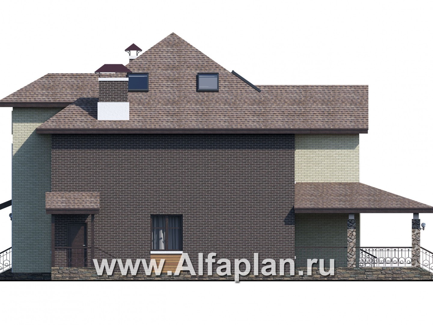 Проекты домов Альфаплан - «Демидов» - респектабельный особняк с мансардой - изображение фасада №2