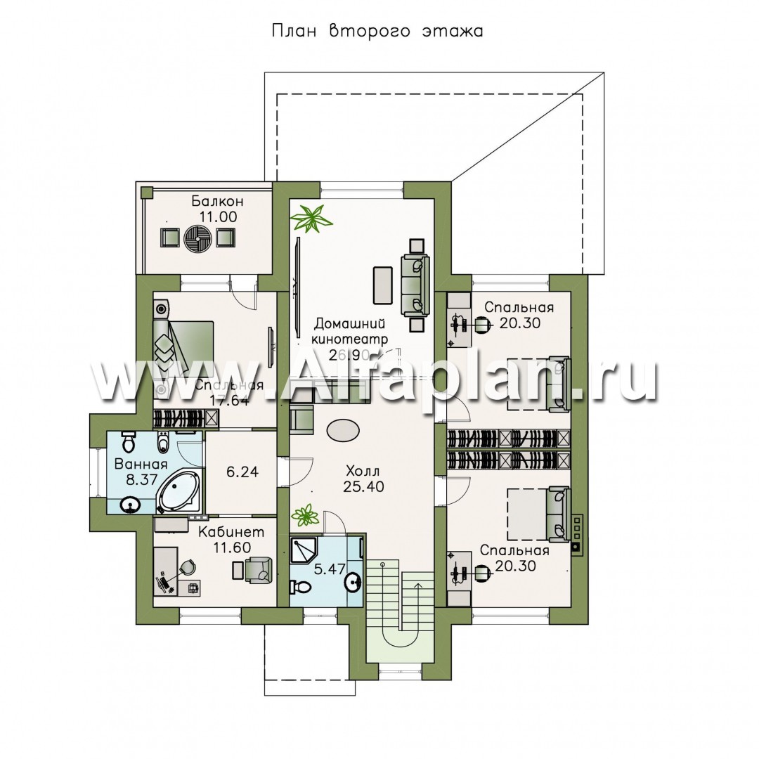 Проекты домов Альфаплан - «Демидов» - респектабельный особняк с мансардой - план проекта №2