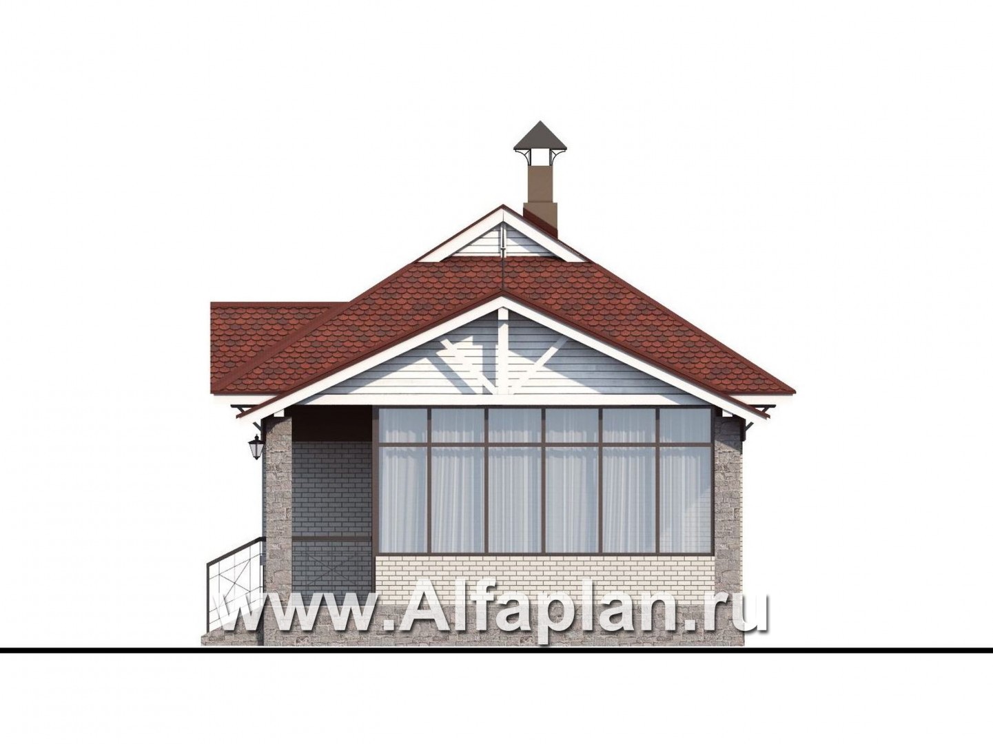Проекты домов Альфаплан - Проект гостевого кирпичного дома - изображение фасада №2