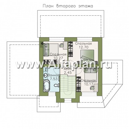 Проекты домов Альфаплан - «Сердцеед» - оригинальный и компактный коттедж --навесом - превью плана проекта №2