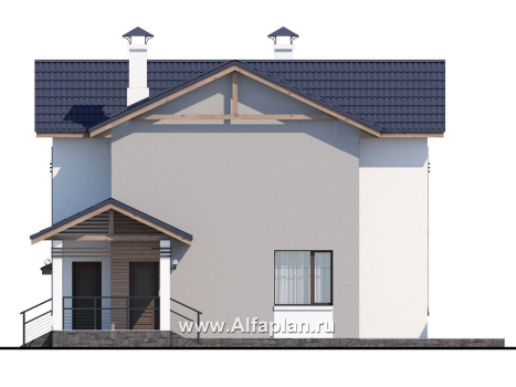 Проекты домов Альфаплан - «Каюткомпания» - проект двухэтажного дома для небольшой семьи, с навесом для авто - превью фасада №2