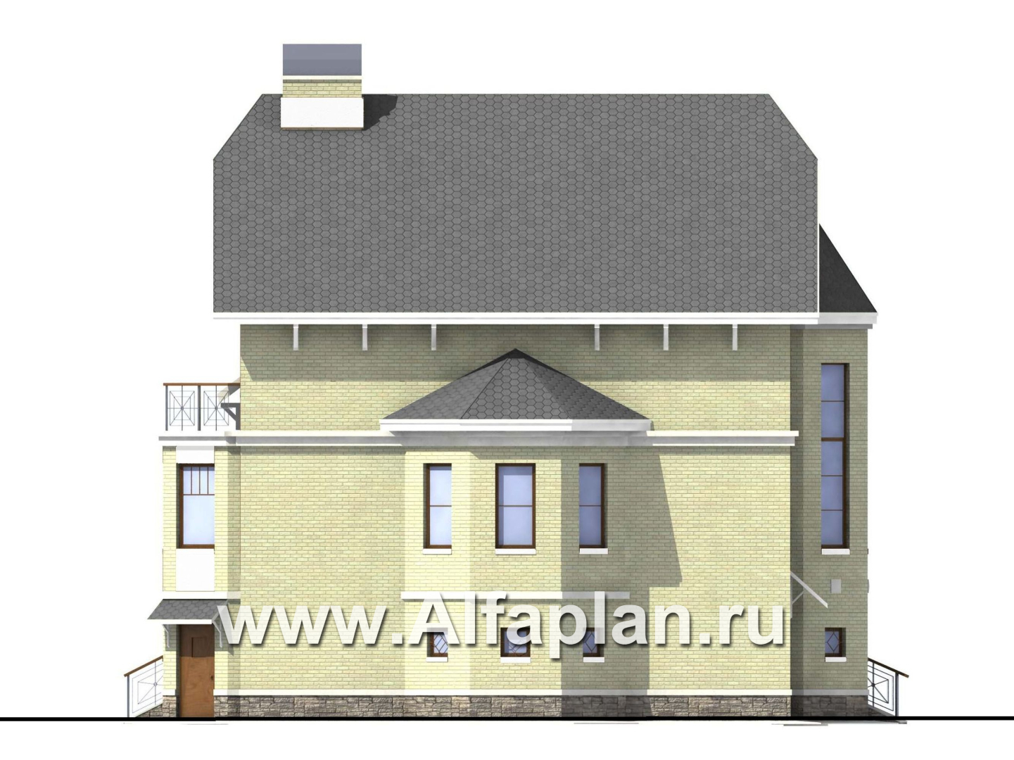 Проекты домов Альфаплан - «Верона» - респектабельный коттедж с гаражом - изображение фасада №3