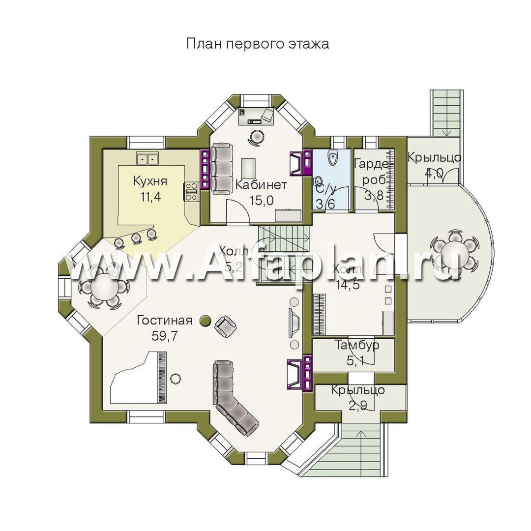 Проекты домов Альфаплан - «Верона» - респектабельный коттедж с гаражом - план проекта №2