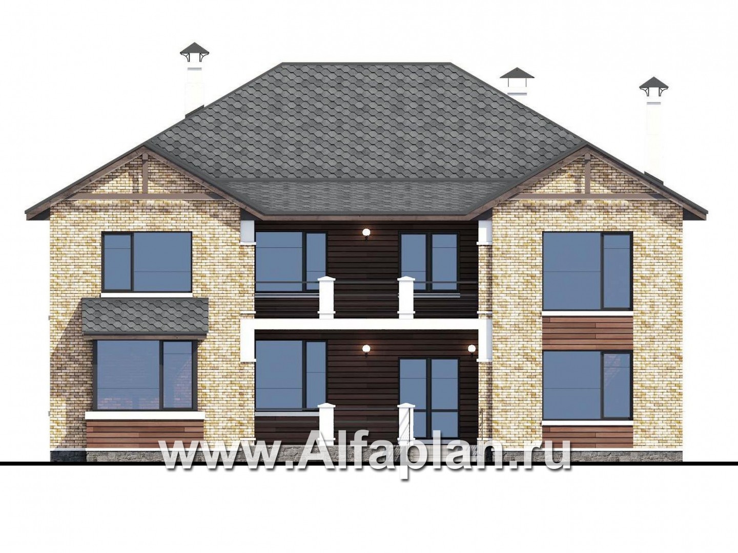 Проекты домов Альфаплан - Проект эксклюзивного двухэтажного дома - изображение фасада №4