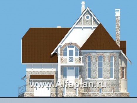 «Квентин Дорвард» - проект дома, со вторым светом гостиной, с террасой и с цокольным этажом - превью фасада дома