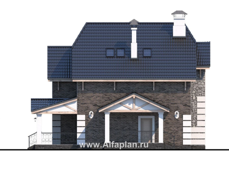 «Ясная поляна» - проект двухэтажного дома, с гаражом, с эркером и с бильярдной - превью фасада дома