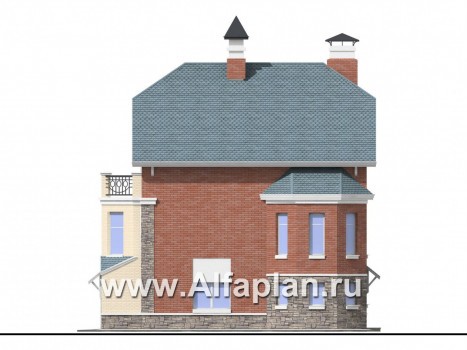 «Корвет» - проект трехэтажного дома, с эркером, с гаражом на 1 авто и сауной в цоколе - превью фасада дома