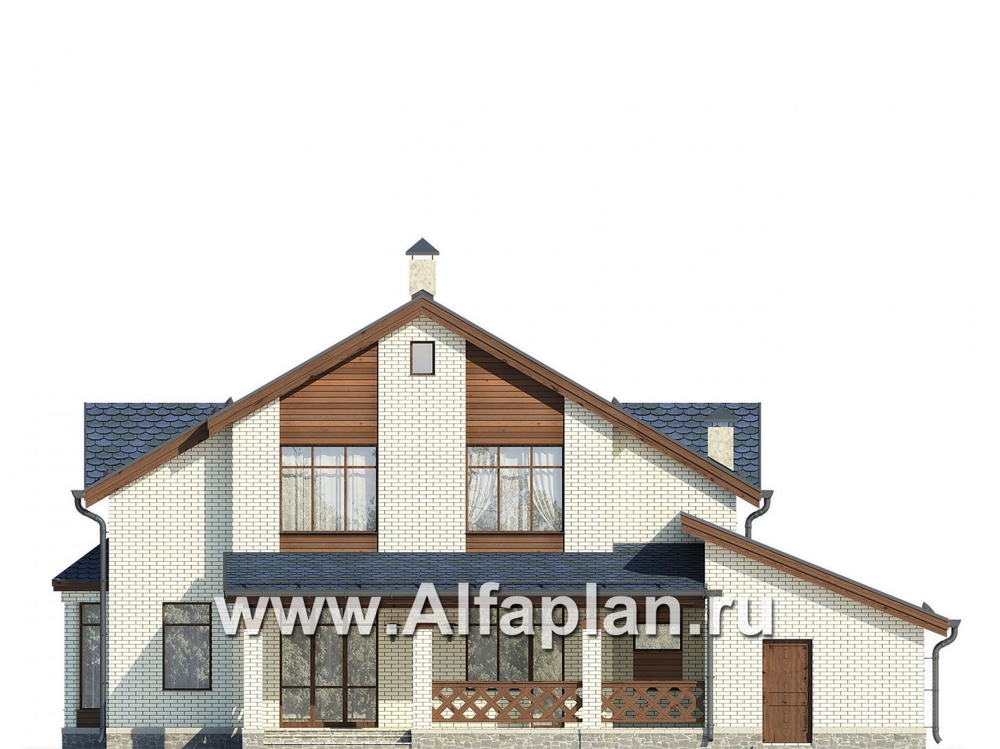 Проекты домов Альфаплан - Вместительный коттедж с большим гаражом - изображение фасада №4
