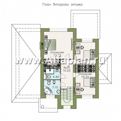Проекты домов Альфаплан - «Снежная страна» - изящный коттедж с террасами и гаражом - превью плана проекта №2