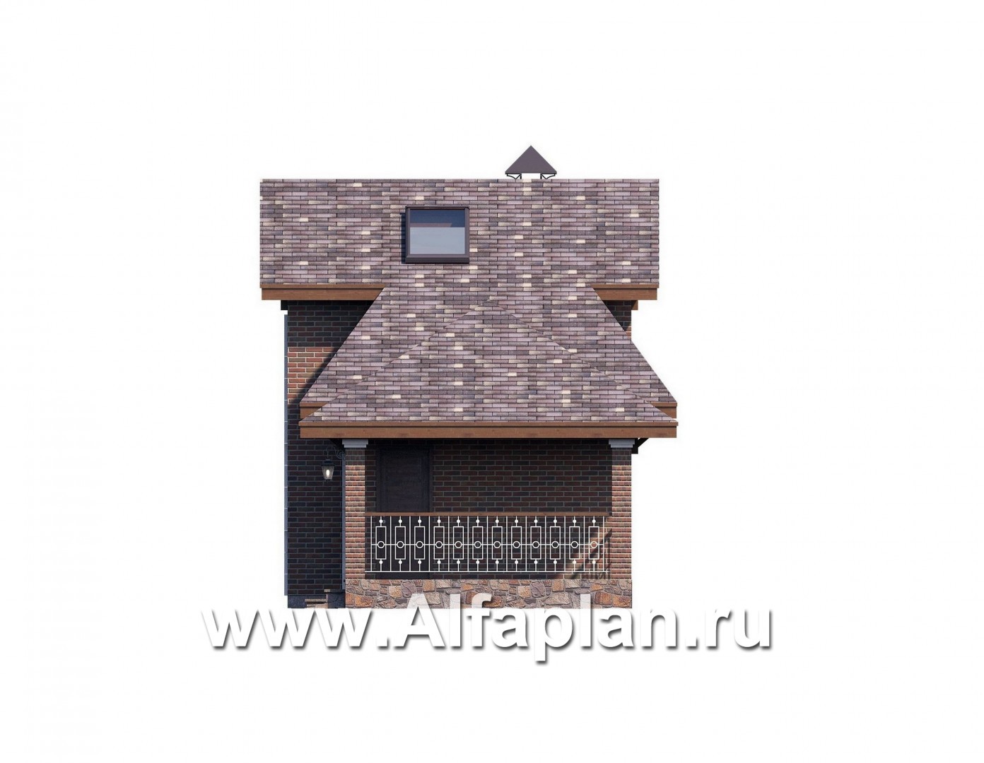 Проекты домов Альфаплан - Дом для отдыха (баня) с комнатой в мансарде - изображение фасада №2