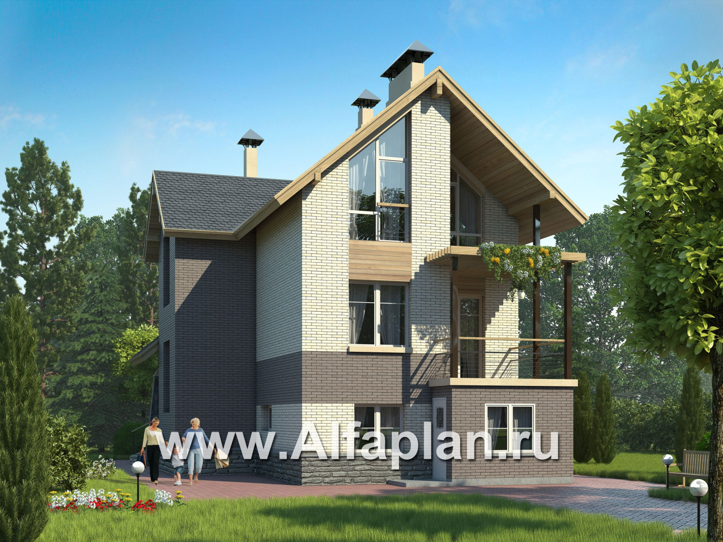 Проекты домов Альфаплан - «Эврика!» - удобный дом из блоков или кирпичей для маленького участка - основное изображение
