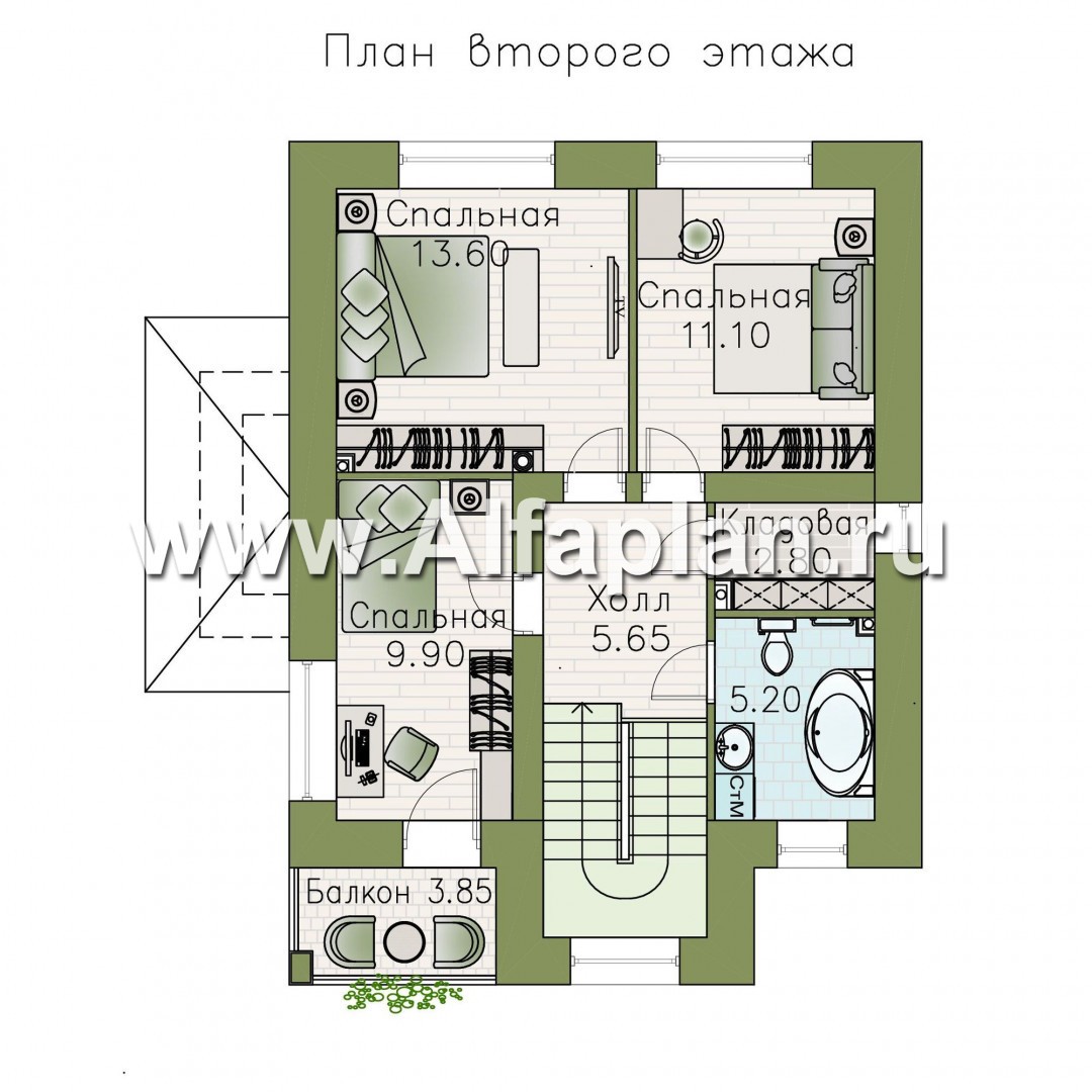 Проекты домов Альфаплан - "Рациональ" - Компактный коттедж для узкого участка - изображение плана проекта №2