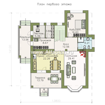 Проекты домов Альфаплан - «Галатея» - двухэтажный коттедж в традиционном стиле - превью плана проекта №1