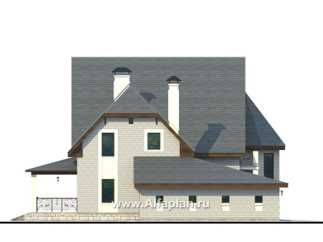 «Ленский» - проект двухэтажного дома, с мансардой и гаражом, для большой семьи в стиле модерн - превью фасада дома