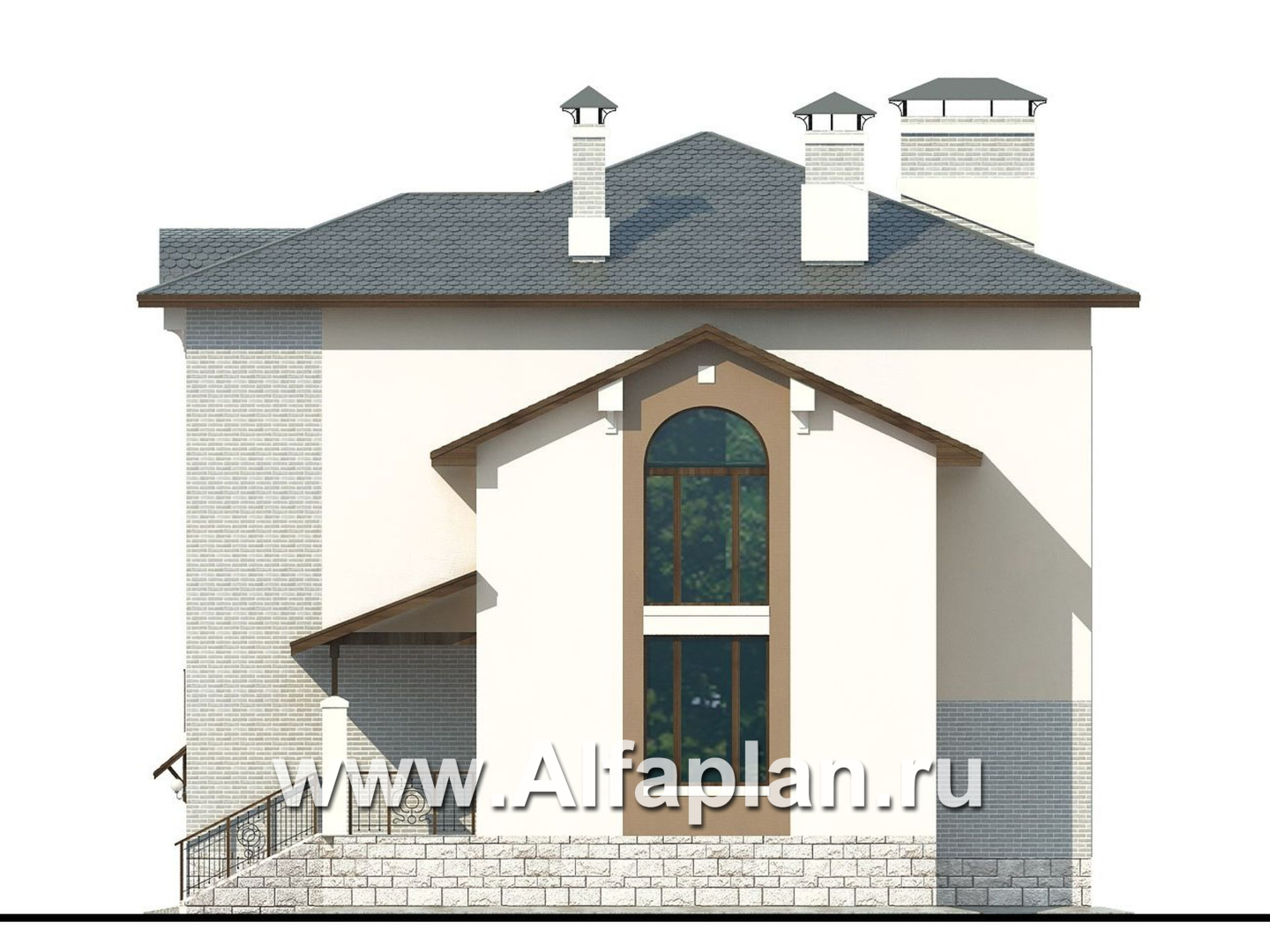 Проекты домов Альфаплан - «Юсупов» - особняк с просторной гостиной - изображение фасада №2