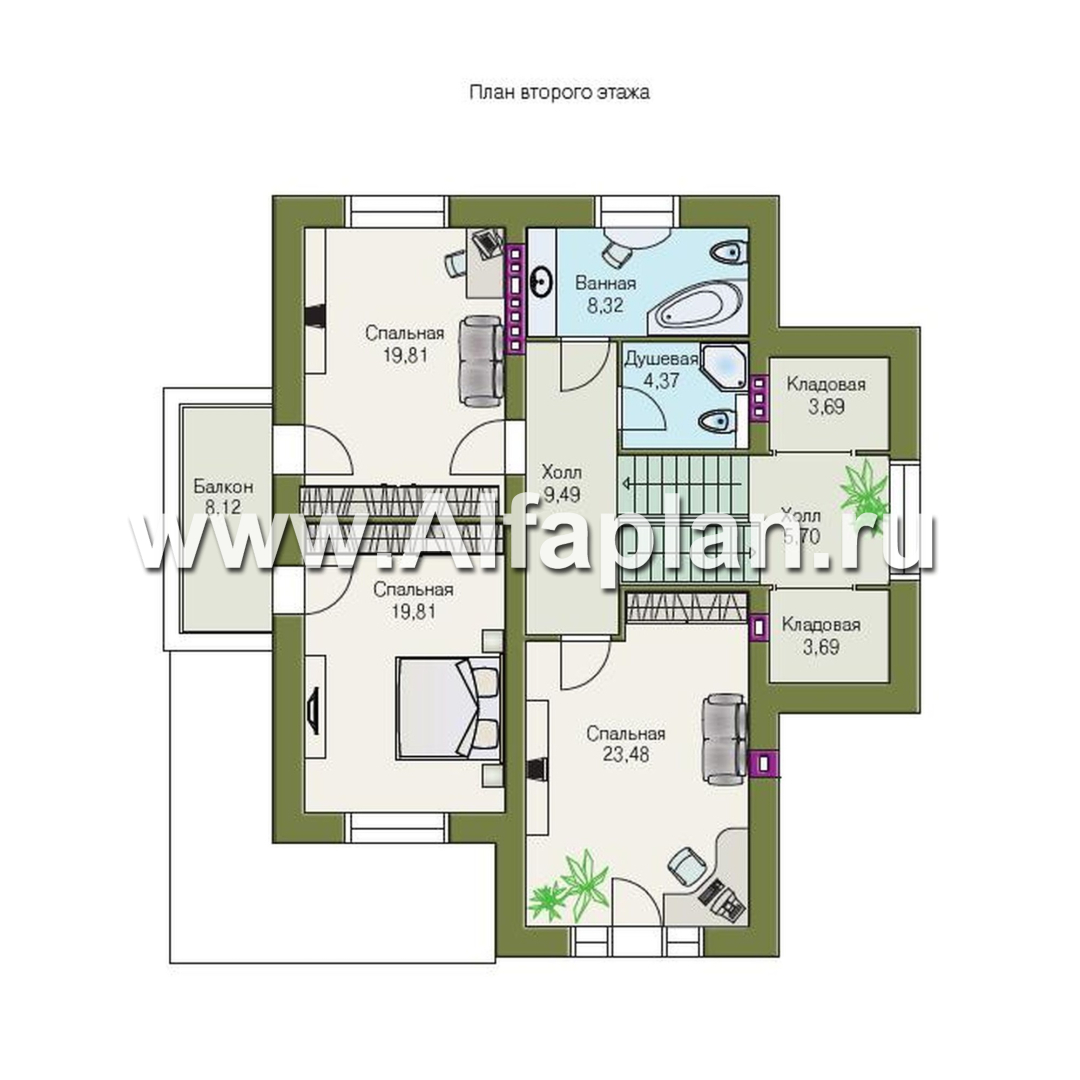 Проекты домов Альфаплан - «Юсупов» - особняк с просторной гостиной - план проекта №3