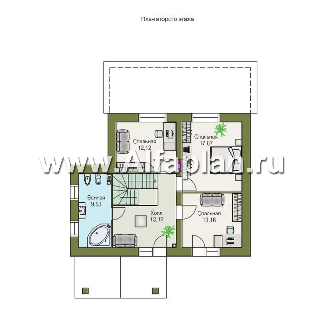 Проекты домов Альфаплан - «Шесть соток» - проект дома с мансардой, с террасой - изображение плана проекта №2