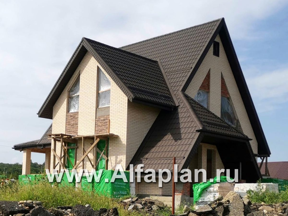 Проекты домов Альфаплан - «Шесть соток» - проект дома с мансардой, с террасой - дополнительное изображение №2