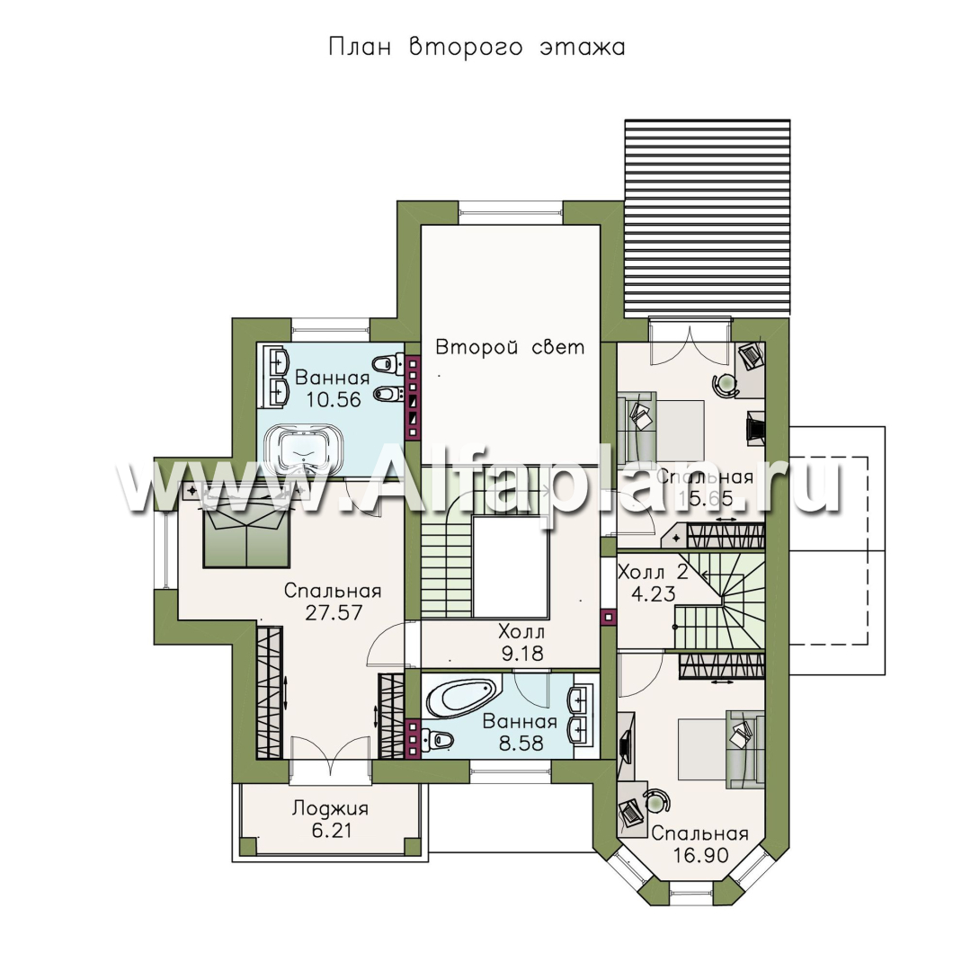 Проекты домов Альфаплан - «Воронцов»- коттедж с комфортной планировкой - план проекта №2