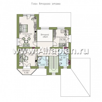Проекты домов Альфаплан - «Феникс» - двухэтажный коттедж с компактным планом - превью плана проекта №2