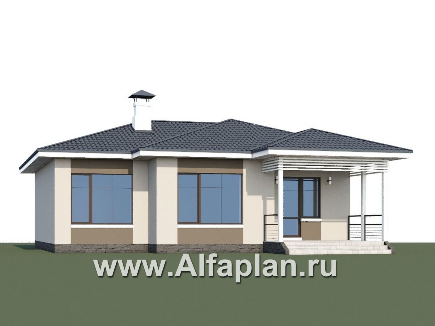 Проекты домов Альфаплан - «Бирюса» - проект одноэтажного коттеджа для небольшой семьи - дополнительное изображение №1