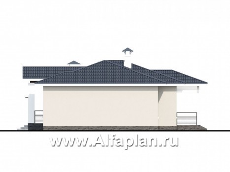 Проекты домов Альфаплан - «Бирюса» - проект одноэтажного коттеджа для небольшой семьи - превью фасада №2