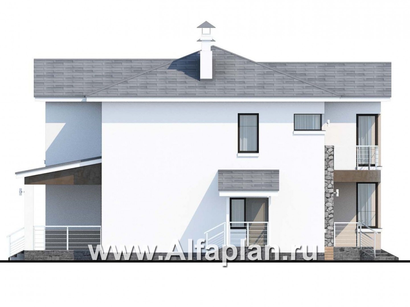 Проекты домов Альфаплан - «Платина» - стильный современный дом в европейской традиции - изображение фасада №3