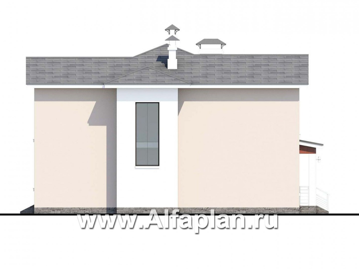 Проекты домов Альфаплан - «Платина» - проект двухэтажного современного дома, с террасой, в современном стиле - изображение фасада №2