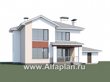 Проекты домов Альфаплан - «Платина» - проект двухэтажного современного дома, с террасой, в современном стиле - превью дополнительного изображения №1